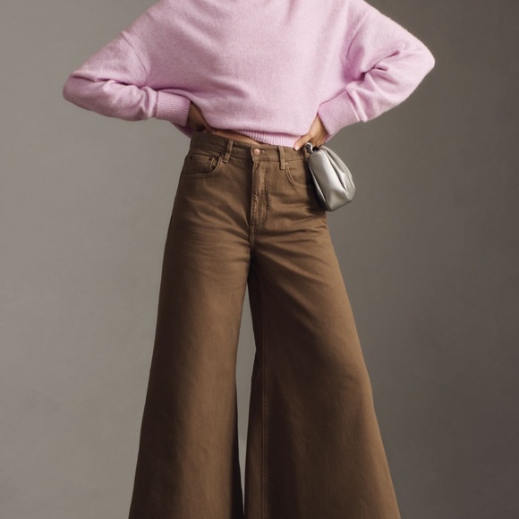 Pilcro super wide leg green denim - Picture 3 of 5